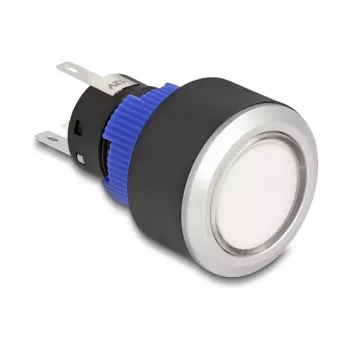 Delock Διακόπτης push button 22 mm Επίπεδο πλαστικό Λευκό LED