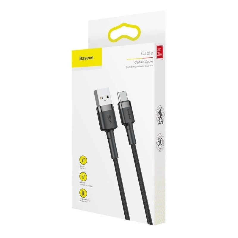 Baseus Cafule καλώδιο USB-A σε USB-C 0,5m Γκρι+Μαύρο