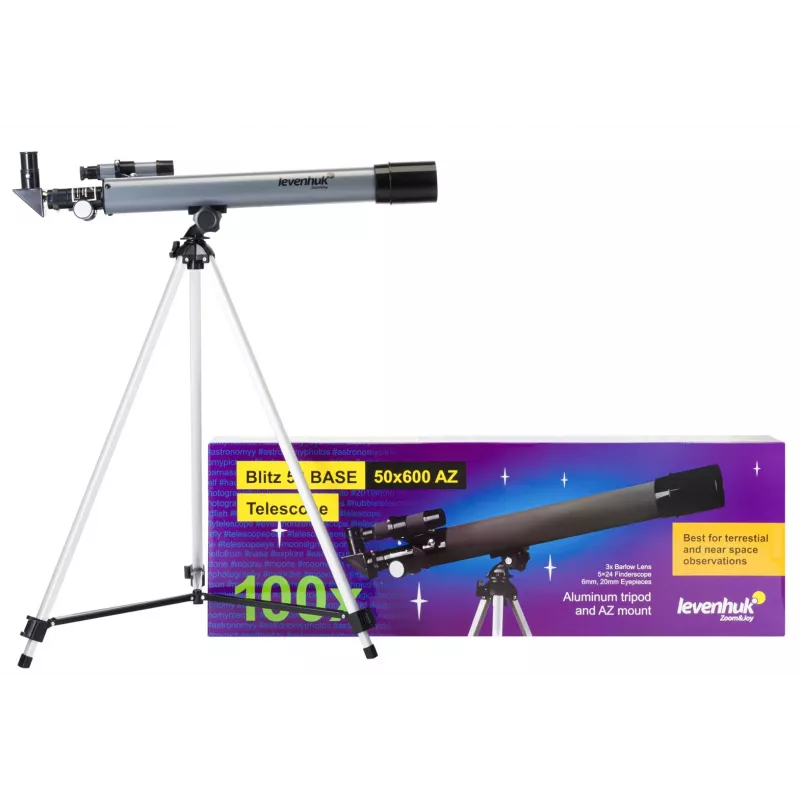 Levenhuk Blitz 50 Base Τηλεσκόπιο Refractor 100x Γκρι
