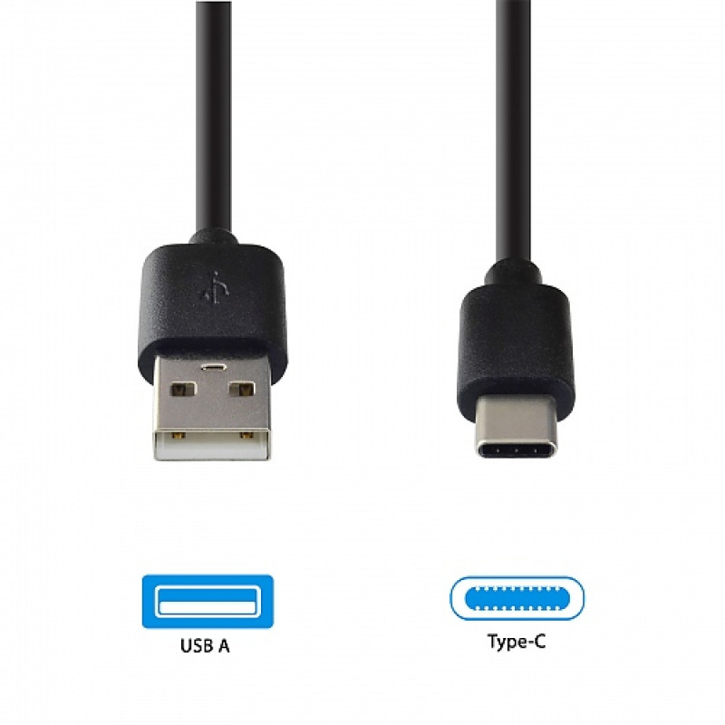 Emporia DATA-TC-GNG-B Καλώδιο USB-A σε USB-C 1 m μαύρο