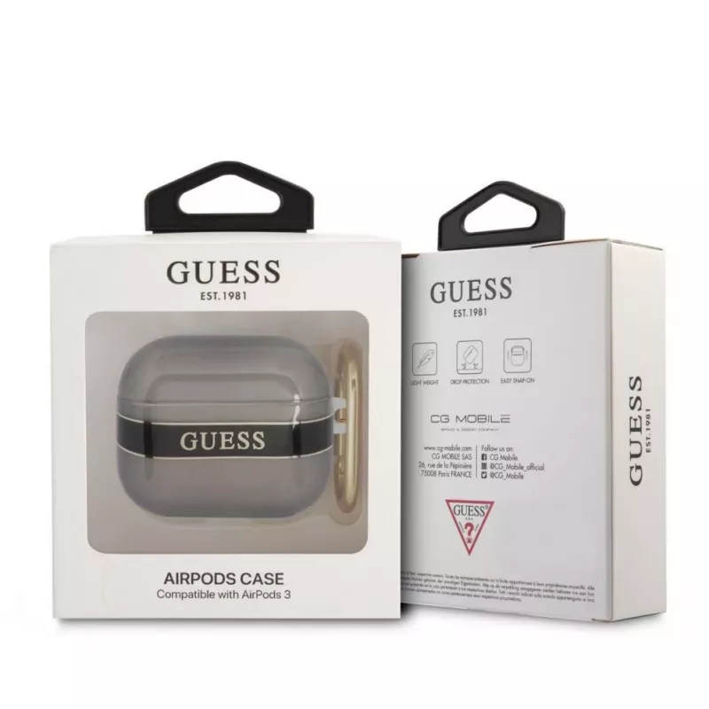Guess GUA3HHTSK Θήκη AirPods 3 μαύρη Strap Collection