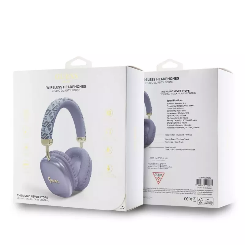 Guess Gcube Metallic Script Logo On-Ear Bluetooth Ακουστικά - Μωβ