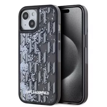 KARL LAGERFELD θήκη Liquid Glitter Monogram Gradient για iPhone 15, μαύρη