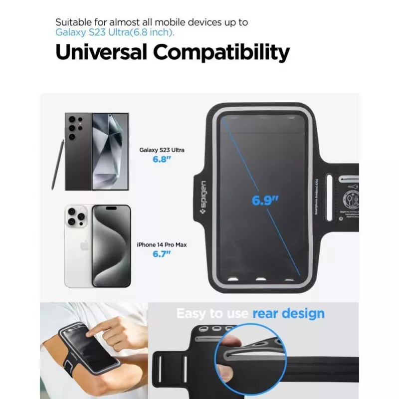 Spigen A703 Dynamic Shield Armband 6,9 ίντσες - μαύρο