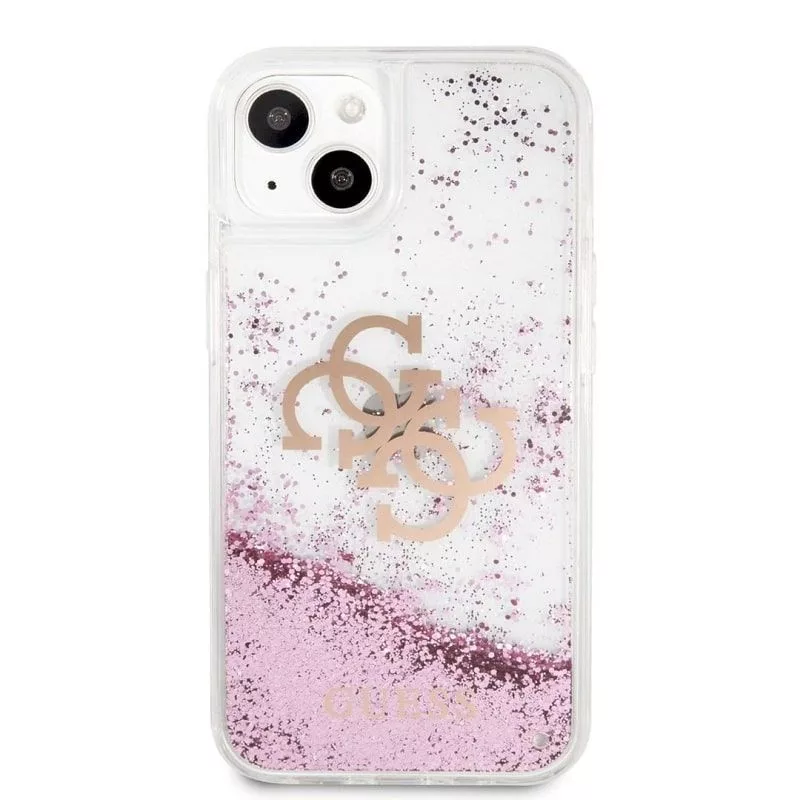 Θήκη Guess για iPhone 13 Mini Liquid Glitter ροζ διάφανη