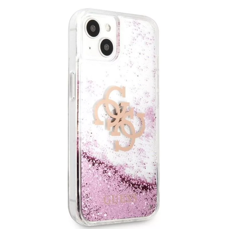 Θήκη Guess για iPhone 13 Mini Liquid Glitter ροζ διάφανη