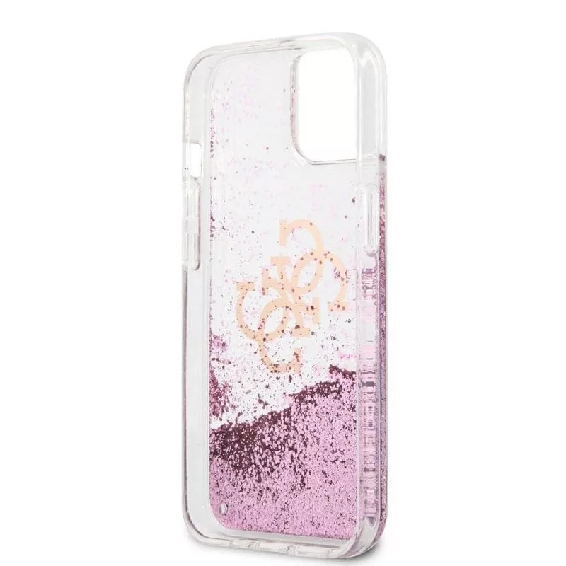 Θήκη Guess για iPhone 13 Mini Liquid Glitter ροζ διάφανη