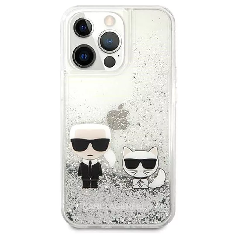 Θήκη Karl Lagerfeld για Apple iPhone 13 Pro Liquid Glitter Choupette ασημί
