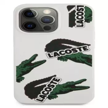 Θήκη Lacoste για Apple iPhone 13 Pro Liquid Silicone Allover Pattern λευκή