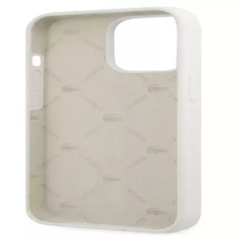 Θήκη Lacoste για Apple iPhone 13 Pro Liquid Silicone Allover Pattern λευκή