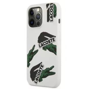 Θήκη Lacoste για Apple iPhone 13 Pro Liquid Silicone Allover Pattern λευκή