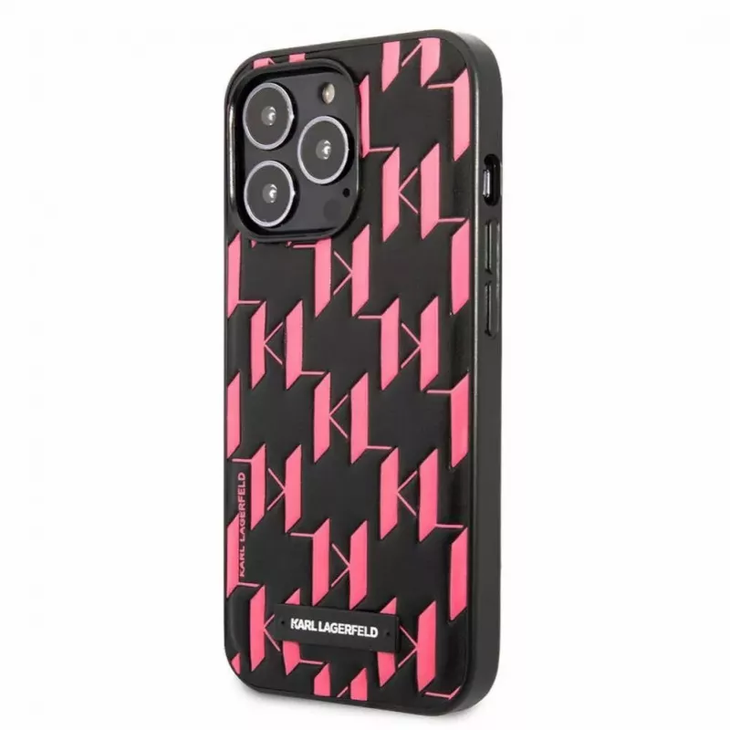 Θήκη Karl Lagerfeld για Apple iPhone 13 Pro Monogram Plaque μαύρη ροζ