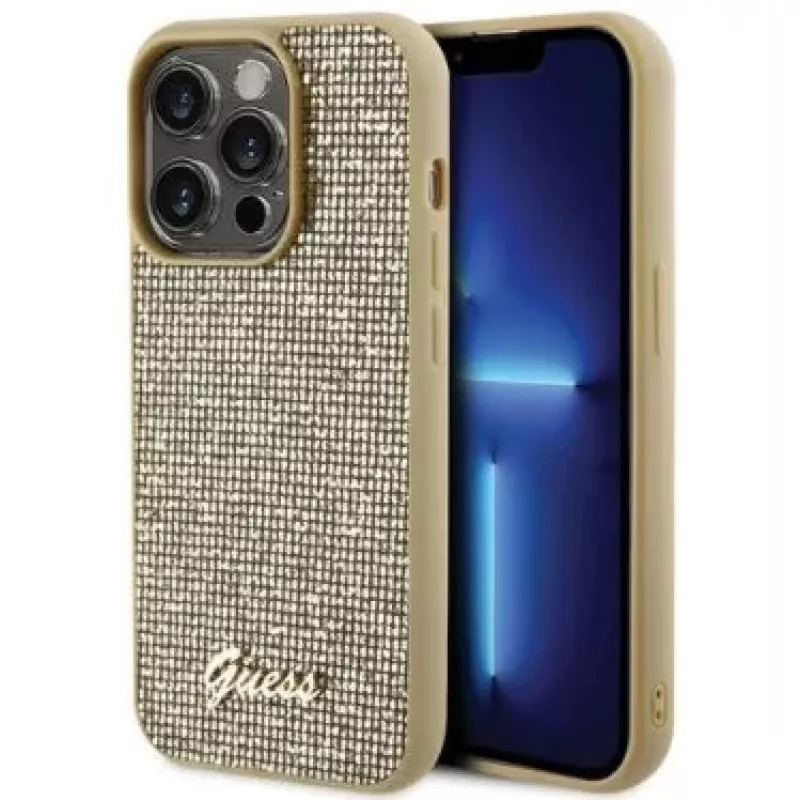Guess Apple iPhone 15 Pro Max HC PU Disco Script Metal Gold θήκη πλάτης