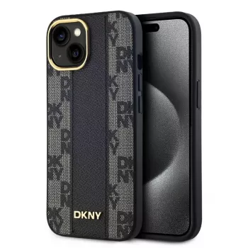 DKNY Apple DKNY PU δερμάτινη Checkered Pattern MagSafe θήκη για iPhone 15 μαύρο