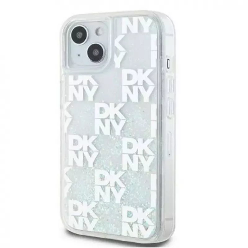 DKNY Apple iPhone 15 Hardcase Liquid Glitter Multilogo Λευκό