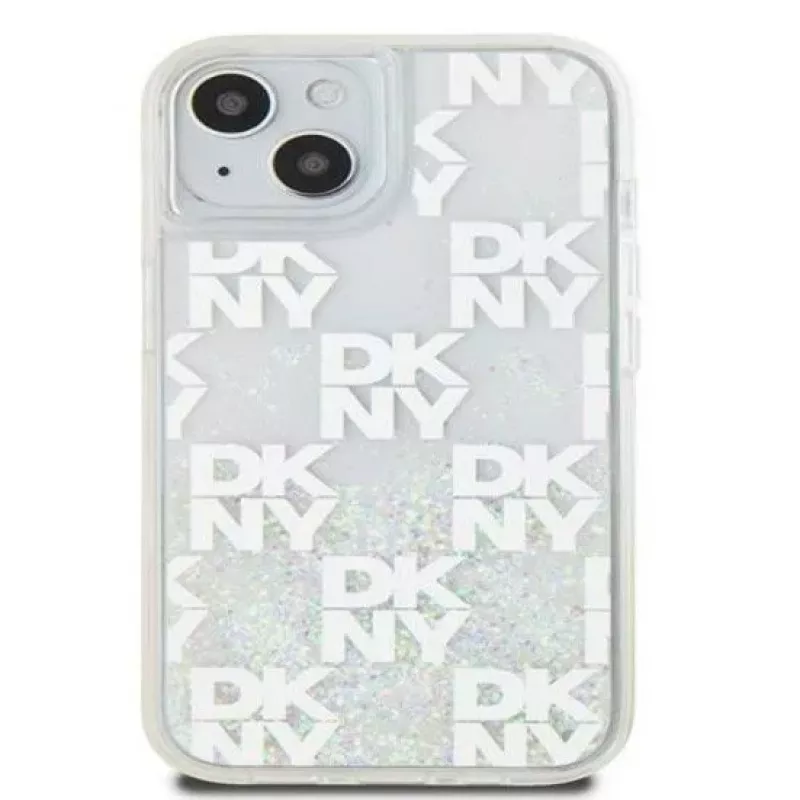 DKNY Apple iPhone 15 Hardcase Liquid Glitter Multilogo Λευκό