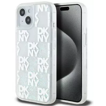 DKNY Apple iPhone 15 Hardcase Liquid Glitter Multilogo Λευκό