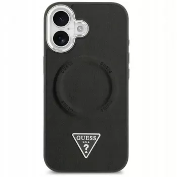 Guess Apple iPhone 17 PU Δερμάτινη Triangle Logo MagSafe Θήκη Μαύρο