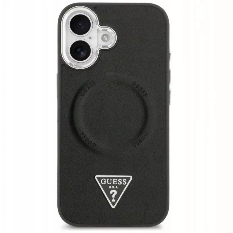 Guess Apple iPhone 17 PU Δερμάτινη Triangle Logo MagSafe Θήκη Μαύρο