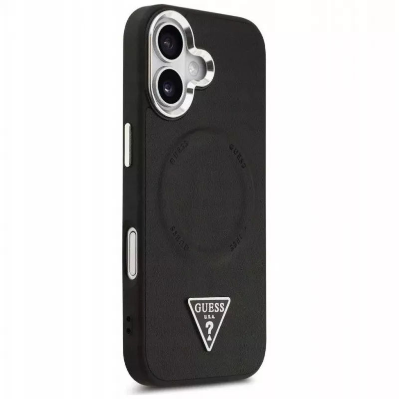 Guess Apple iPhone 17 PU Δερμάτινη Triangle Logo MagSafe Θήκη Μαύρο
