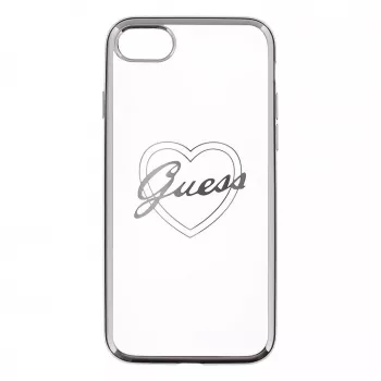 Guess Apple iPhone 7 / 8 Heart Θήκη TPU Ασημί