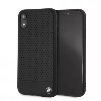 BMW Apple iPhone XR Perforated Leather Σκληρή Θήκη Μαύρο