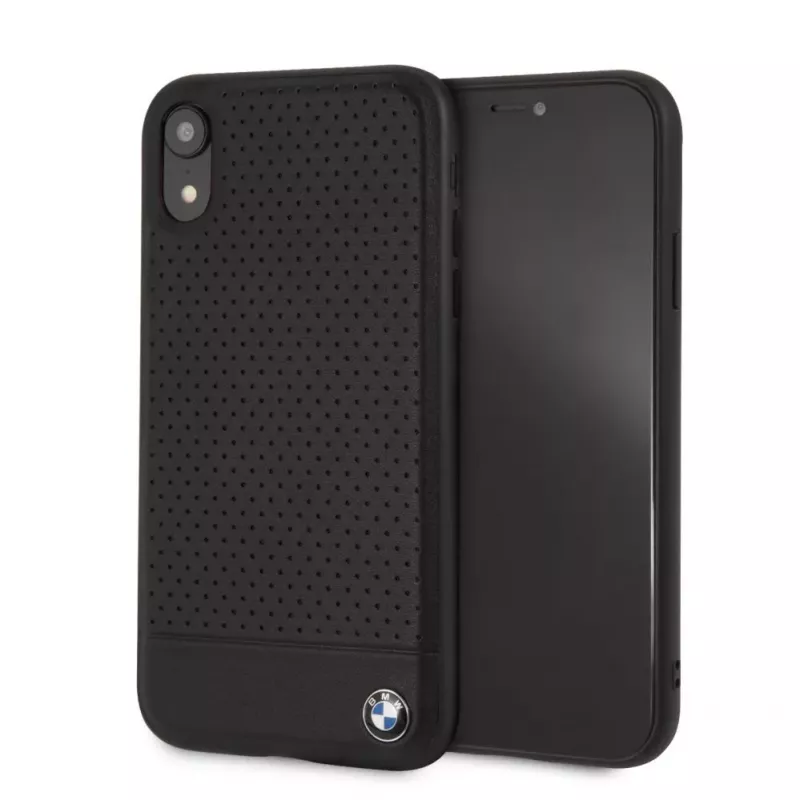 BMW Apple iPhone XR Perforated Leather Σκληρή Θήκη Μαύρο