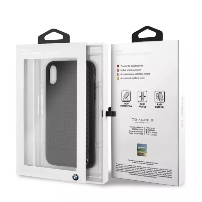BMW Apple iPhone XR Perforated Leather Σκληρή Θήκη Μαύρο