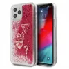 Guess iPhone 12 mini 5,4 inch Liquid Glitter Charms Θήκη Raspberry