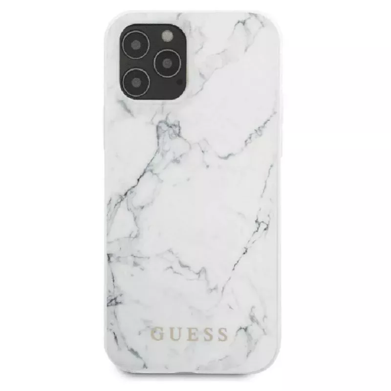 Guess Apple iPhone 12/12 Pro PC/TPU Marble Θήκη Λευκό