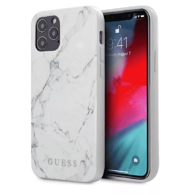 Guess Apple iPhone 12/12 Pro PC/TPU Marble Θήκη Λευκό