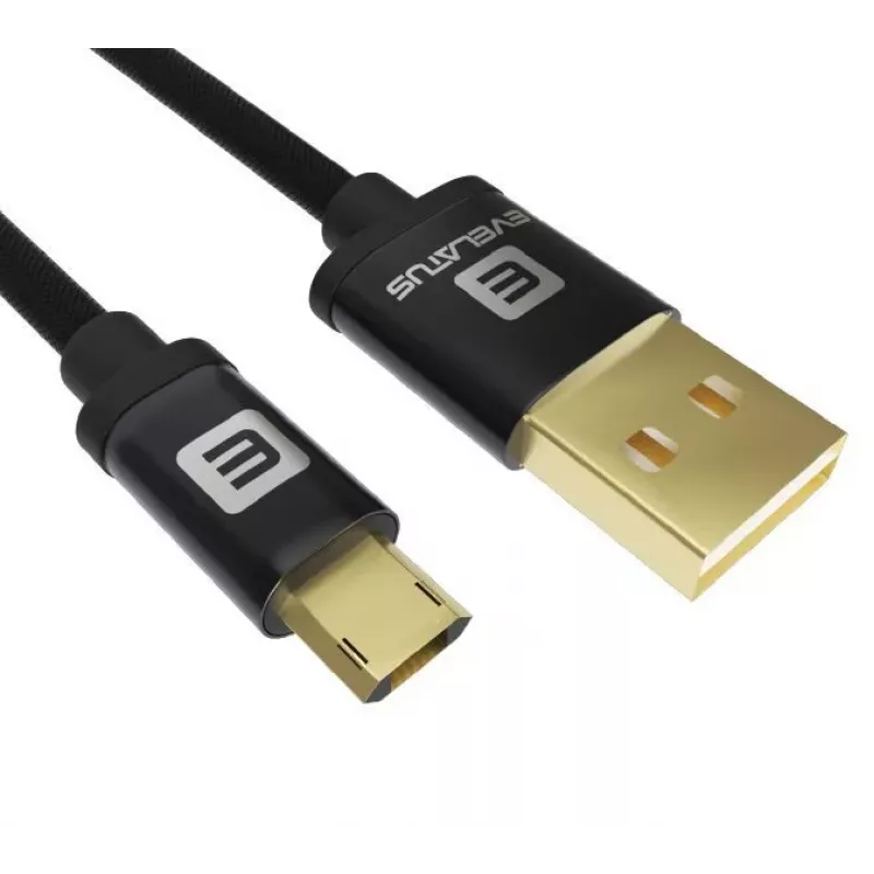Evelatus καλώδιο δεδομένων Micro USB EDC02 Dual Side Gold Plated Connectors μαύρο