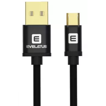 Evelatus καλώδιο δεδομένων Micro USB EDC02 Dual Side Gold Plated Connectors μαύρο