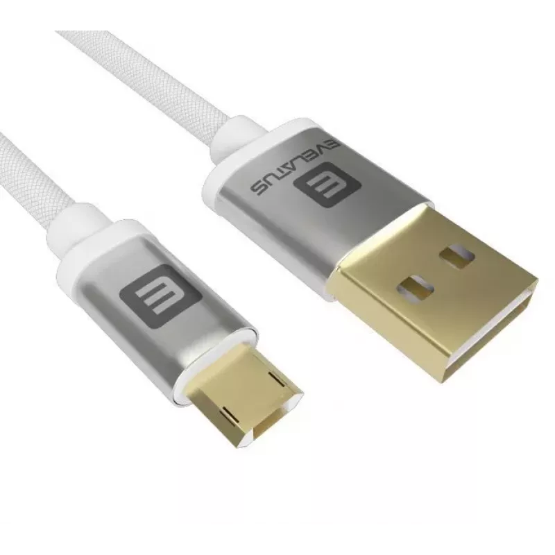 Evelatus καλώδιο δεδομένων Micro USB EDC02 Dual Side Gold Plated Connectors λευκό