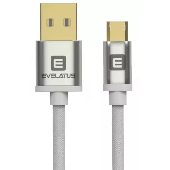 Evelatus καλώδιο δεδομένων Micro USB EDC02 Dual Side Gold Plated Connectors λευκό