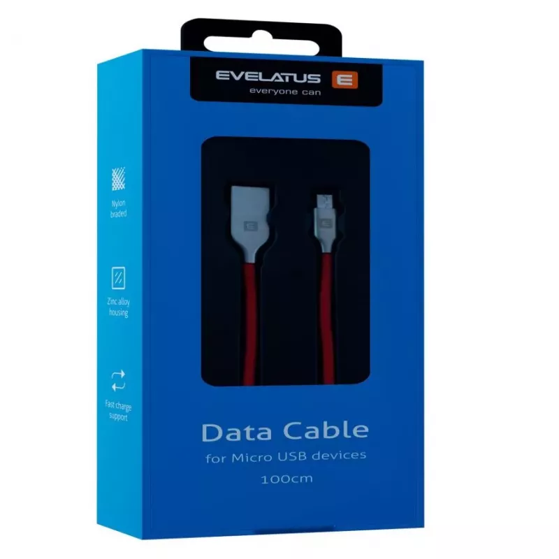 Evelatus Καλώδιο Micro-USB EDC04 Κόκκινο 1m