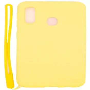 Evelatus Samsung A20e Soft Touch Silicone Θήκη με Λουράκι Κίτρινο