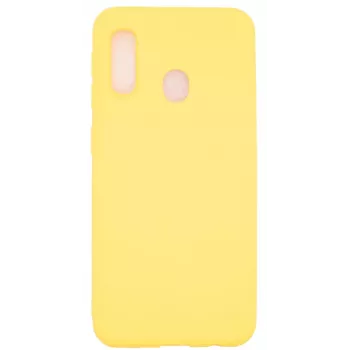 Evelatus Samsung A20e Soft Touch Silicone Θήκη με Λουράκι Κίτρινο