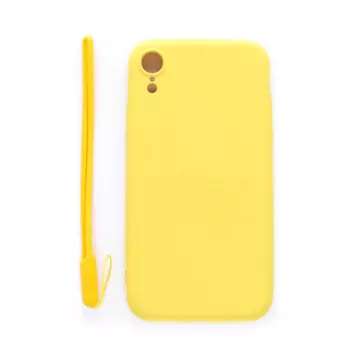 Evelatus Apple iPhone XR Soft Touch Silicone Θήκη με Λουράκι Κίτρινο