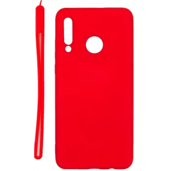 Evelatus Huawei P30 Lite Soft Touch Silicone Θήκη με Λουράκι Κόκκινο