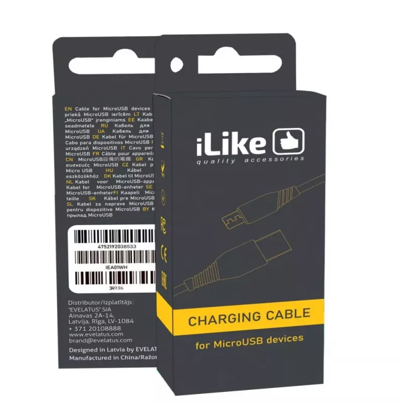 iLike Καλώδιο φόρτισης για MicroUSB ICM01 μαύρο