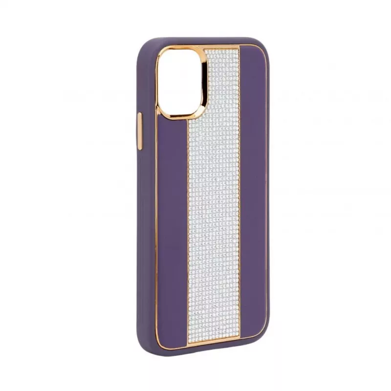 iLike Apple iPhone 11 θήκη δερμάτινη με διαμάντια μωβ