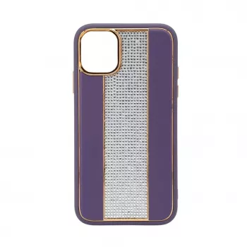 iLike Apple iPhone 11 θήκη δερμάτινη με διαμάντια μωβ