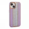 iLike Apple iPhone 15 θήκη δερμάτινη με διαμάντια ροζ άμμος