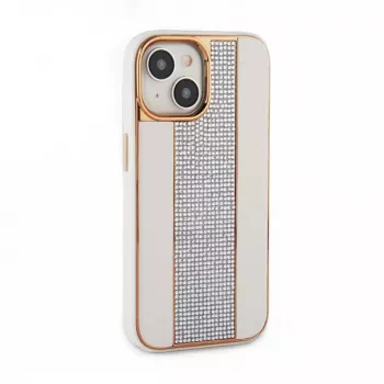 iLike Apple iPhone 15 θήκη δερμάτινη με διαμάντια λευκό