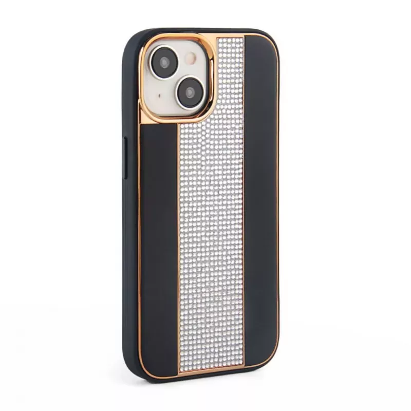 iLike Apple iPhone 15 θήκη δερμάτινη με διαμάντια μαύρο