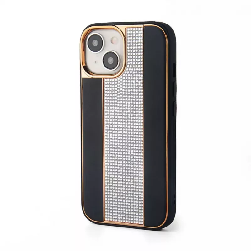 iLike Apple iPhone 15 θήκη δερμάτινη με διαμάντια μαύρο