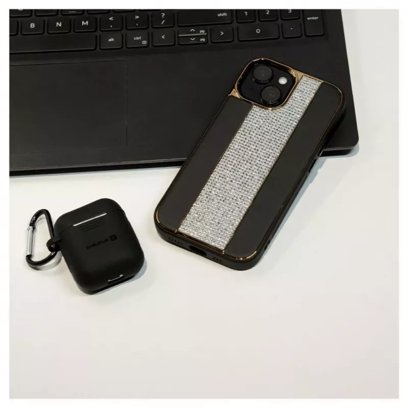 iLike Apple iPhone 15 θήκη δερμάτινη με διαμάντια μαύρο
