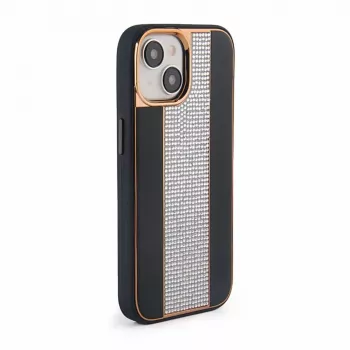 iLike Apple iPhone 15 θήκη δερμάτινη με διαμάντια μαύρο