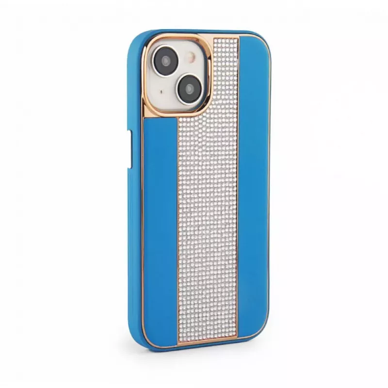 iLike Apple iPhone 15 θήκη δερμάτινη με διαμάντια μπλε